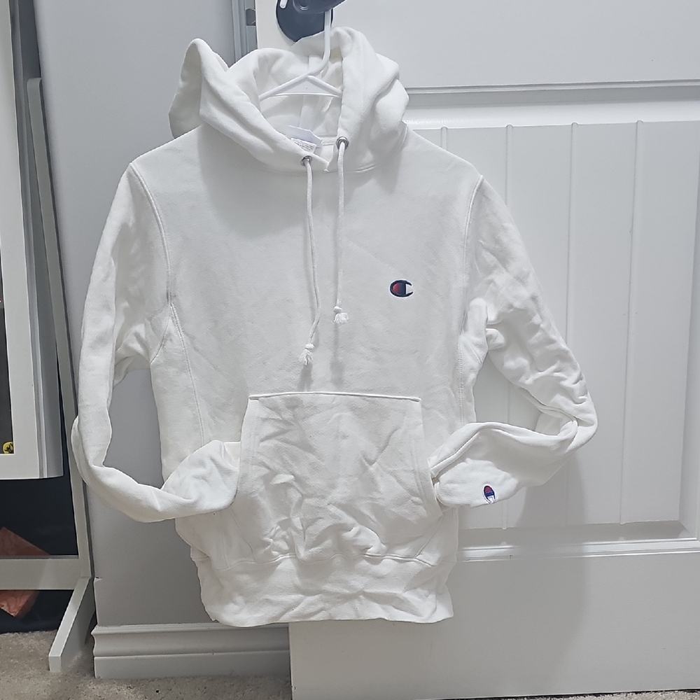 Champion White Hoodie with Small Logo